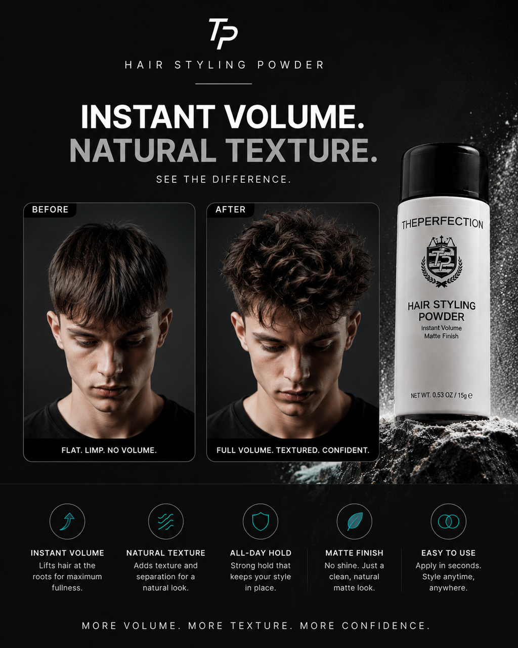 Texture Powder for Men | Instant Volume, Matte Finish & All-Day Hold