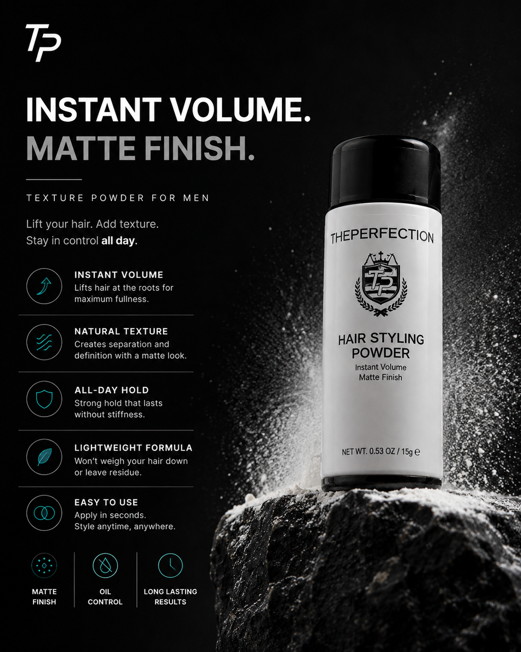 Texture Powder for Men | Instant Volume, Matte Finish & All-Day Hold